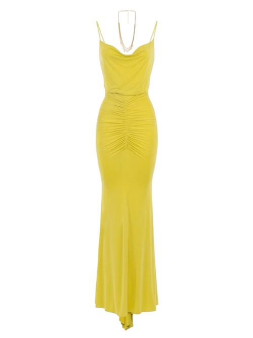 Red carpet dress in draped cupro jersey ELISABETTA FRANCHI | AB62842E2.271